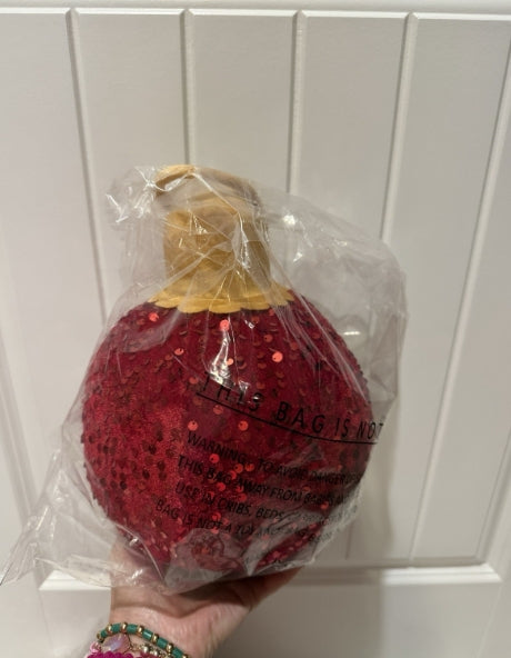 Merry Bauble Red Sequin Small Pillow