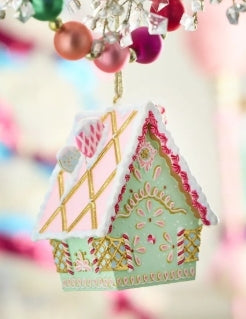GlitterVille Rainbow Gingerbread Cottage Ornament