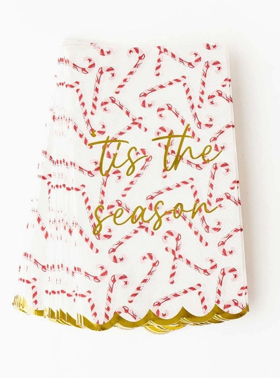 Candy Cane Paper Guest Towel Pack: "Tis The Season"