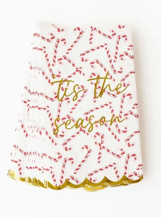 Candy Cane Paper Guest Towel Pack: "Tis The Season"