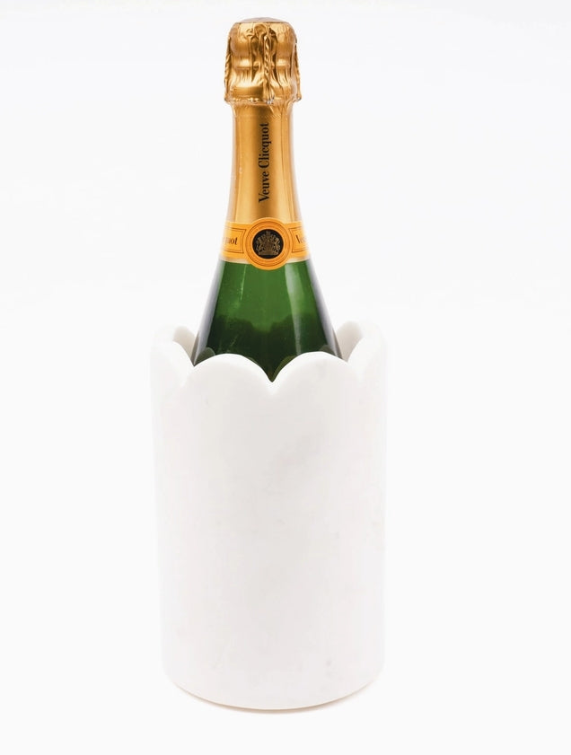 White Marble Scalloped Wine & Champagne Bottle Chiller
