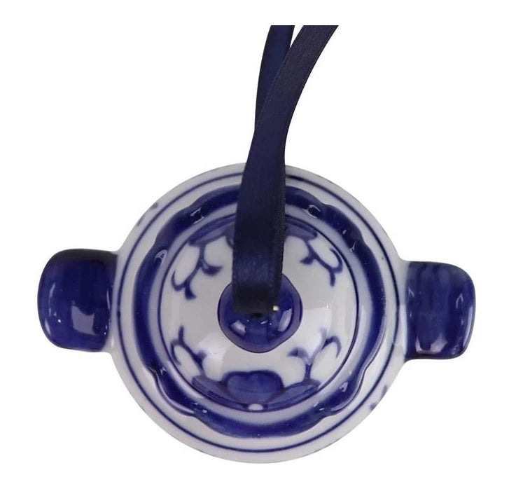 Blue And White Chinoiserie Porcelain Ornament: Set of 2