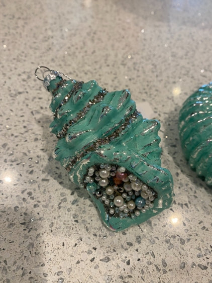 Turquoise Shell Ornaments: Set of 3 Assorted