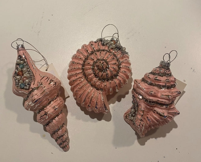 Pink Shell Ornaments: Set of 3 Assorted