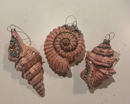 Pink Shell Ornaments: Set of 3 Assorted