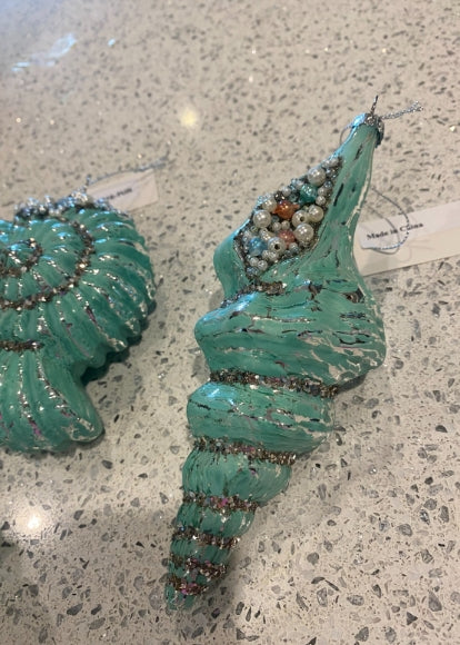 Turquoise Shell Ornaments: Set of 3 Assorted
