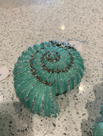 Turquoise Shell Ornaments: Set of 3 Assorted