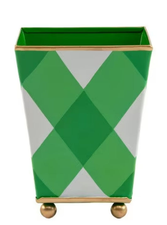 Holiday Green Buffalo Plaid Square Cachepot: 4" or 6"