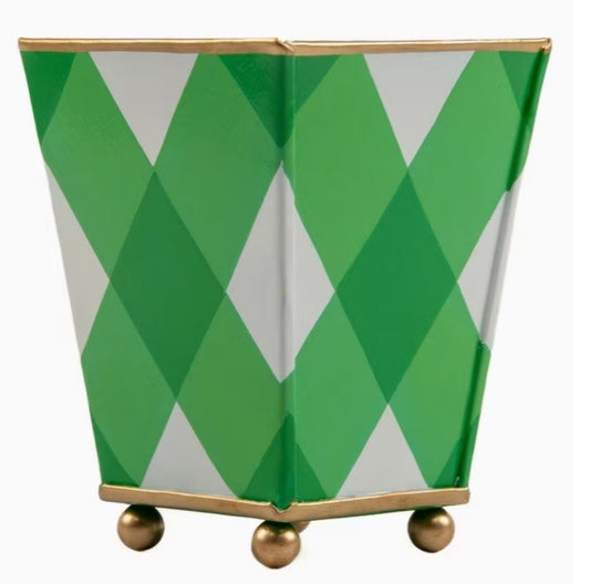 Holiday Green Buffalo Plaid Square Cachepot: 4" or 6"