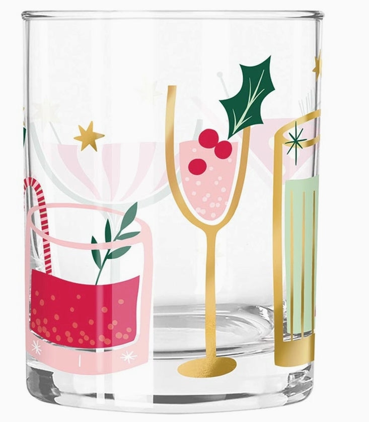 Double Old Fashioned Holiday Drinks Glass: Set of Two