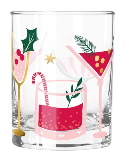 Double Old Fashioned Holiday Drinks Glass: Set of Two