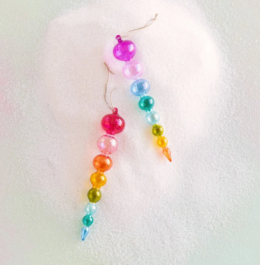 GlitterVille Rainbow Finial Ornaments: Set of Two