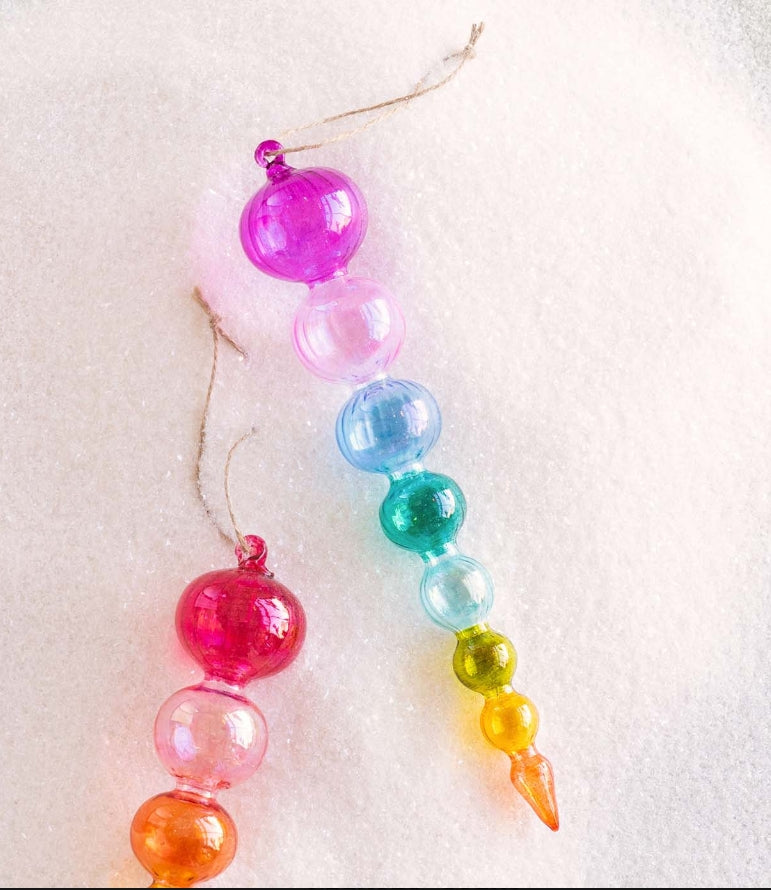 GlitterVille Rainbow Finial Ornaments: Set of Two