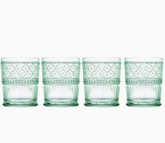 Claro Green Double Old Fashion Glasses: Set of 4