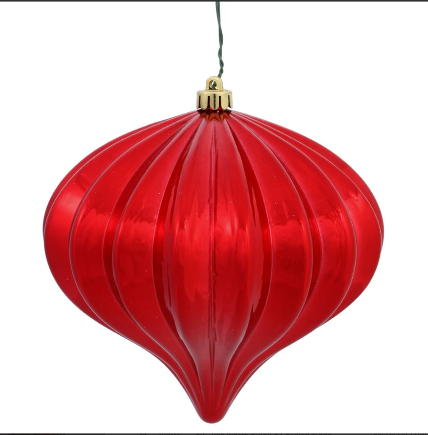 New! 5.7" Shiny Red Onion Shaped Ornament: Set of Three