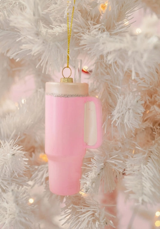 New! Bubblegum Pink Trendy Tumbler Christmas Ornament
