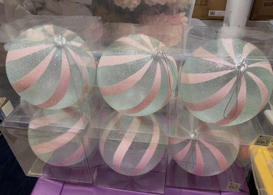 Jumbo Sparkling Candy Stripe Ball XL Ornament