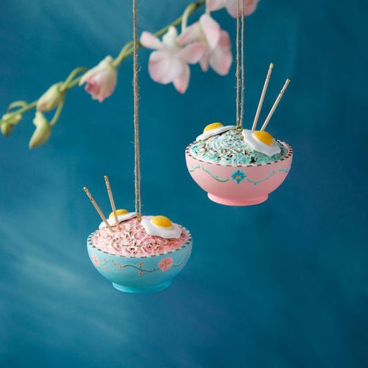 Noodle Bowl Ornament: Pink or Blue