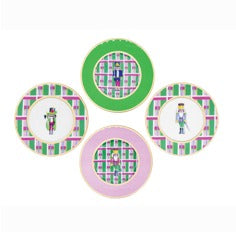 Norah Nutcracker Plaid Dessert Plates - Set of Four