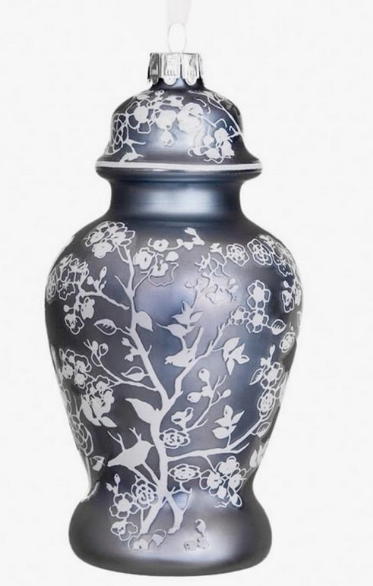 Pearlized Ginger Jar Ornaments: Red and Light Blue