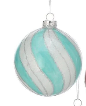 3.5" Glass Candy Striped Ball Ornament