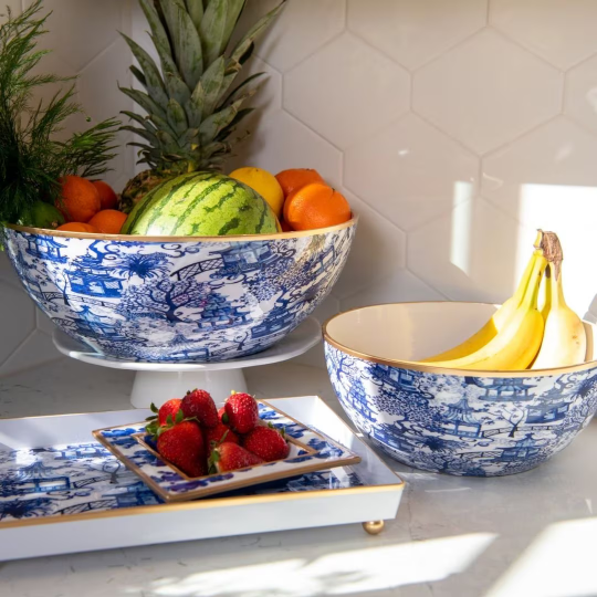 Blue and White Milly & Lilly Serving Bowl