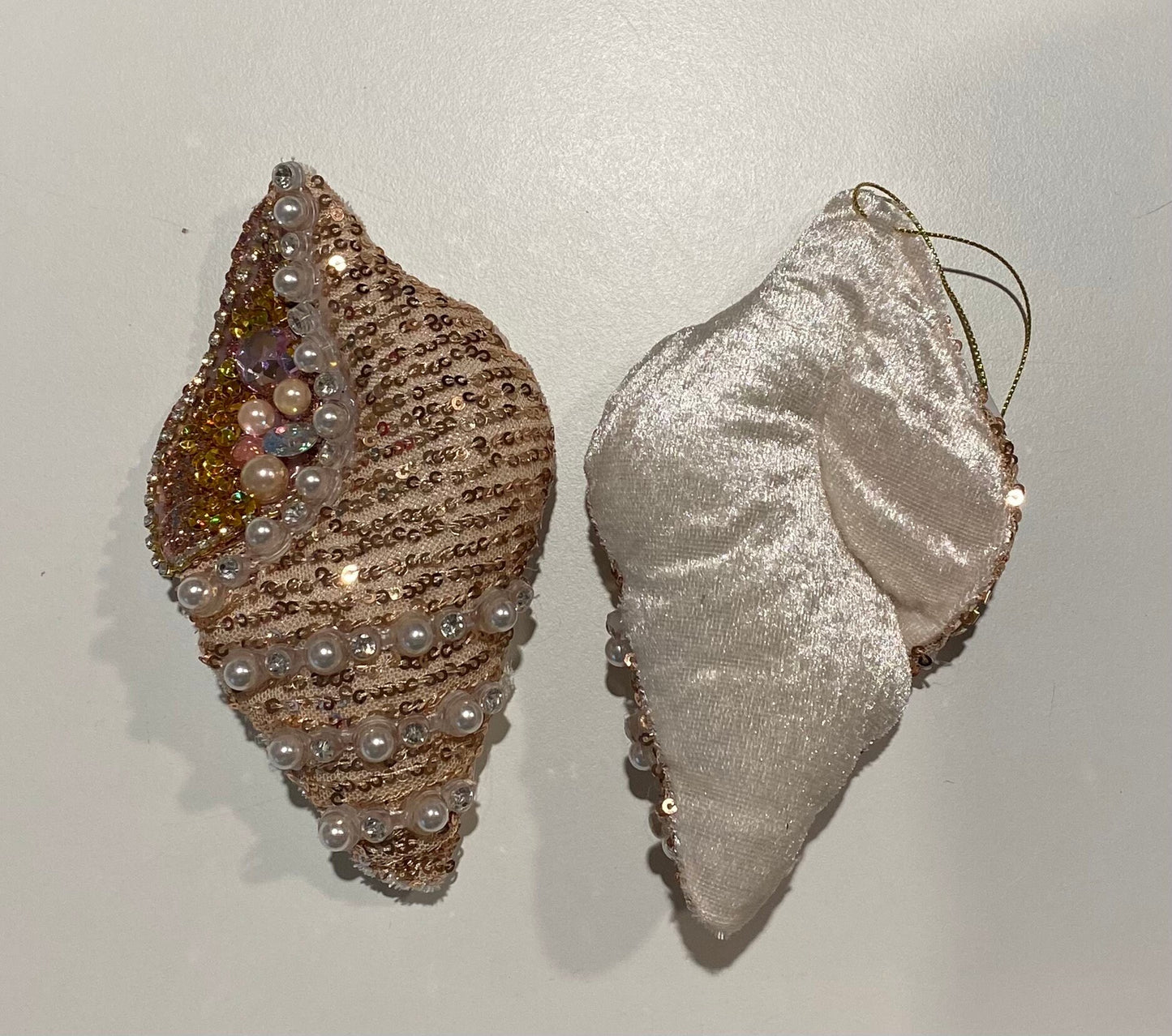 Velvet Sequin Conch Shell Ornament
