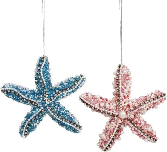 Beaded Starfish Ornaments: Set of Two