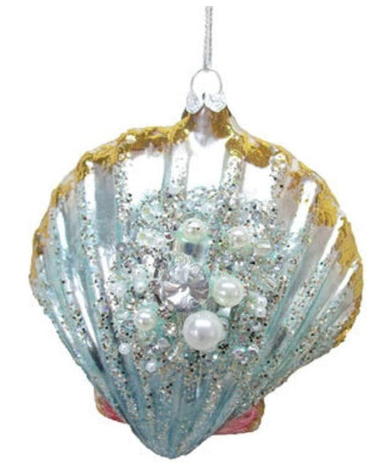 Jeweled Pastel Scallop Shell Ornament