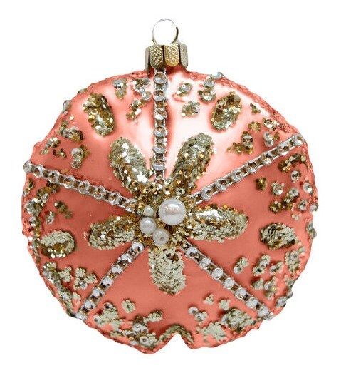 Jeweled Coral Sand Dollar Ornament
