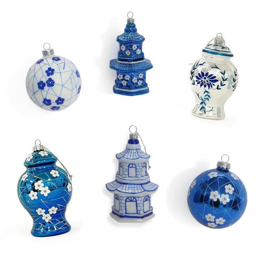 Blue and White Hand-Crafted Ornaments