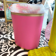 Color Block Large Oval Wastebasket- Pink, Teal, And Blue