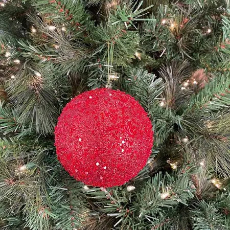 6" Red Acrylic Diamond Bead Ball Ornament