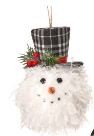 Frilly Fur Snowman Head Ornaments: Two Designs