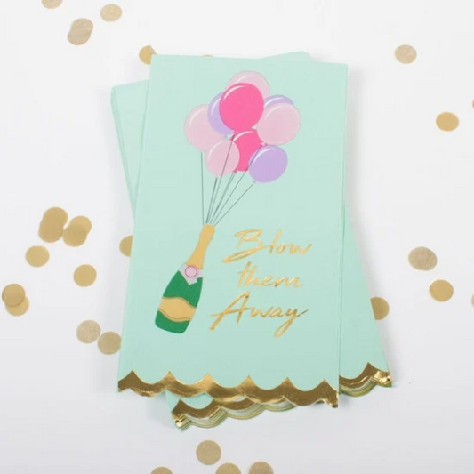 16pc Mint Colored Guest Paper Scallop Hand Towel Napkins