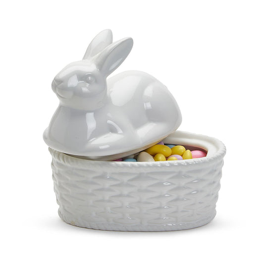 Hoppy Easter Bunny Covered Candy Box Tidbit Dish