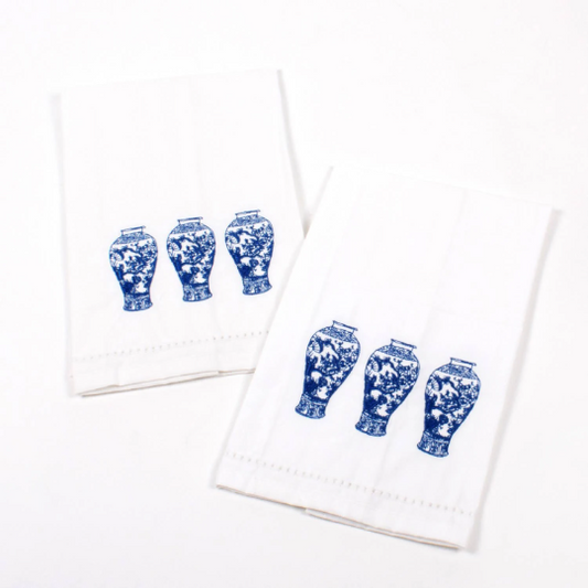 Ginger Jar Embroidered Bar Towel Set of 2