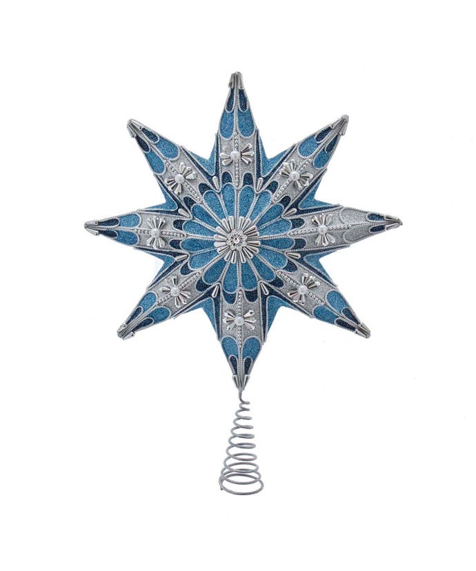 16" Un-Lit Blue and Silver Star Treetop