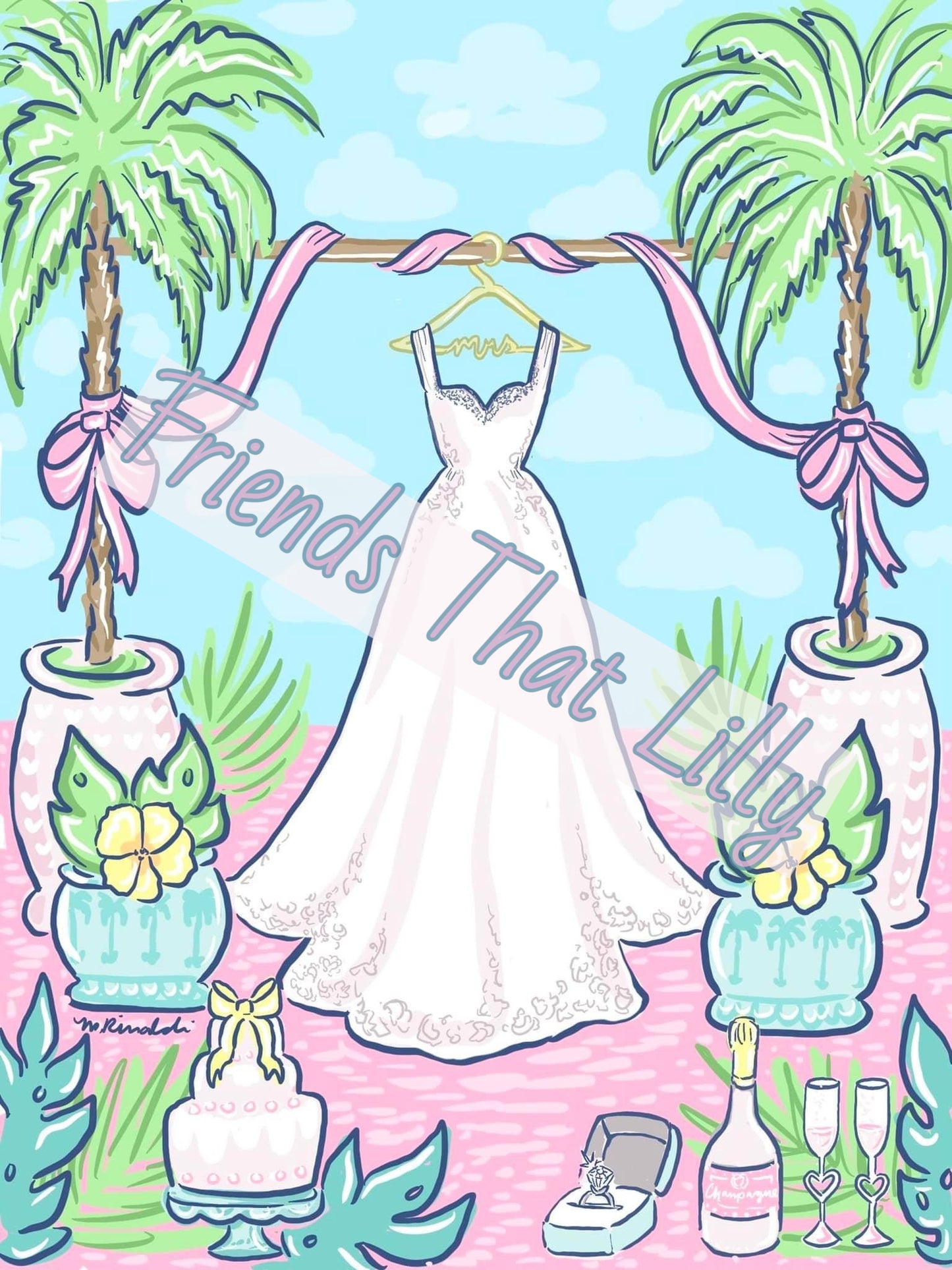 Bride's Wedding Dress: Hand painted Prints