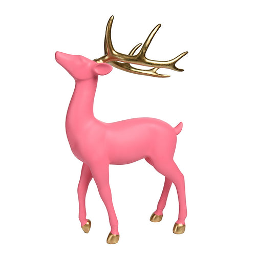 Vintage Bright Pink Deer w/Gold Antlers