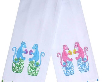 Chinoiserie Monkeys Tea Towels