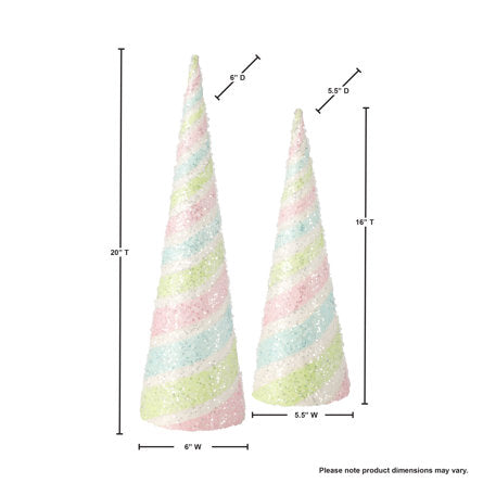 2 Piece Pastel Candy Stripe Cone Set