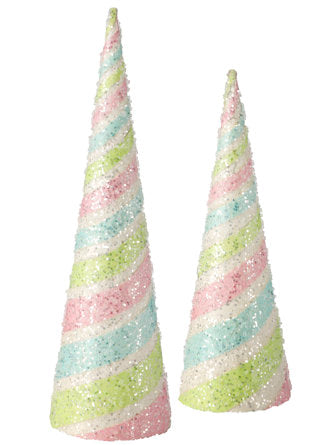 2 Piece Pastel Candy Stripe Cone Set