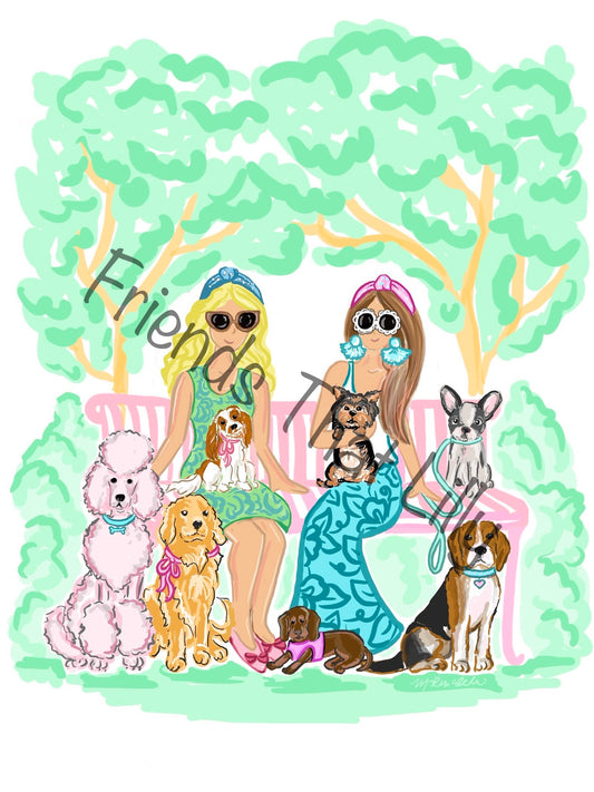 Women's T-shirts: Dogs - Blonde & Brunette