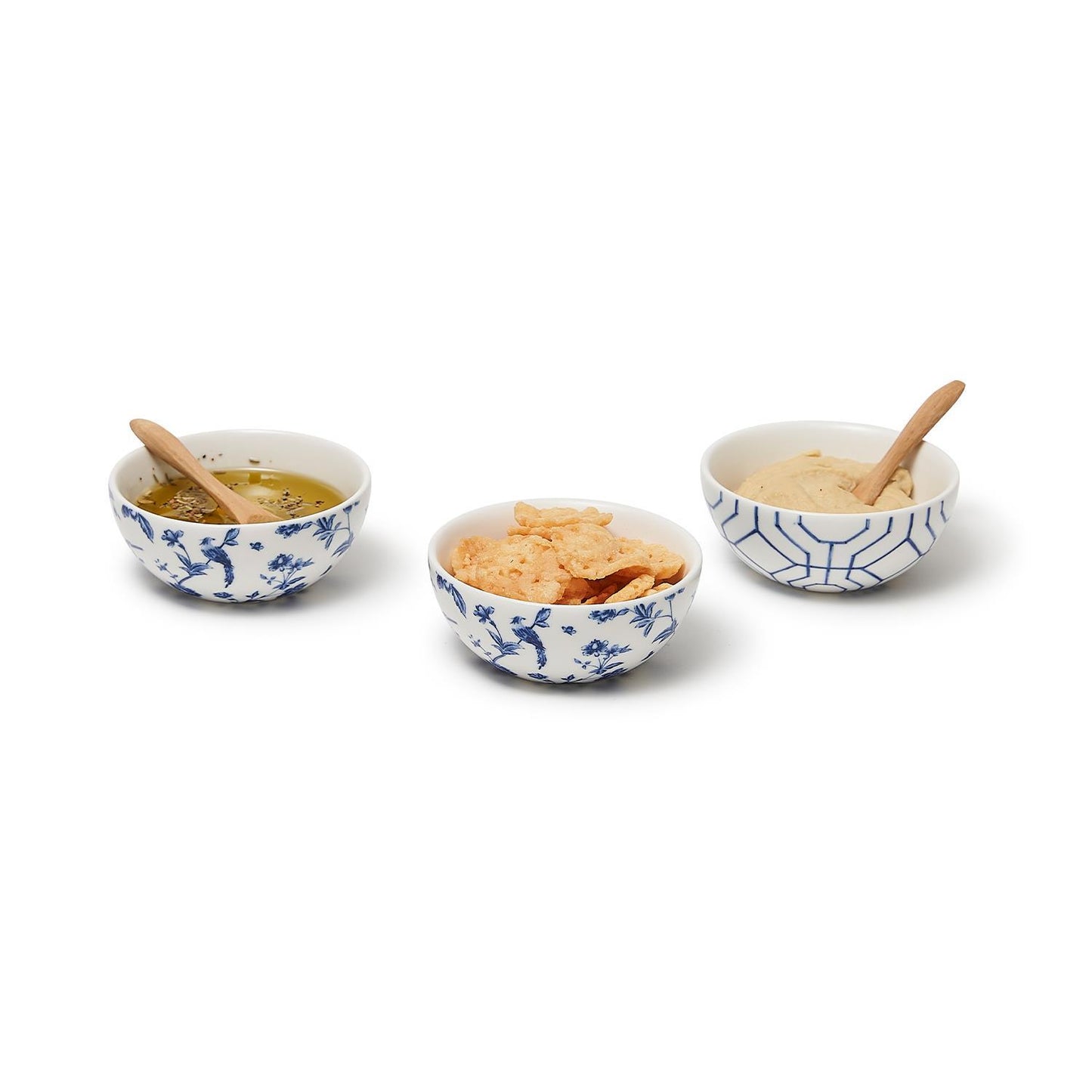 Chinoiserie Tidbit And Tapas Bowls With Spoons