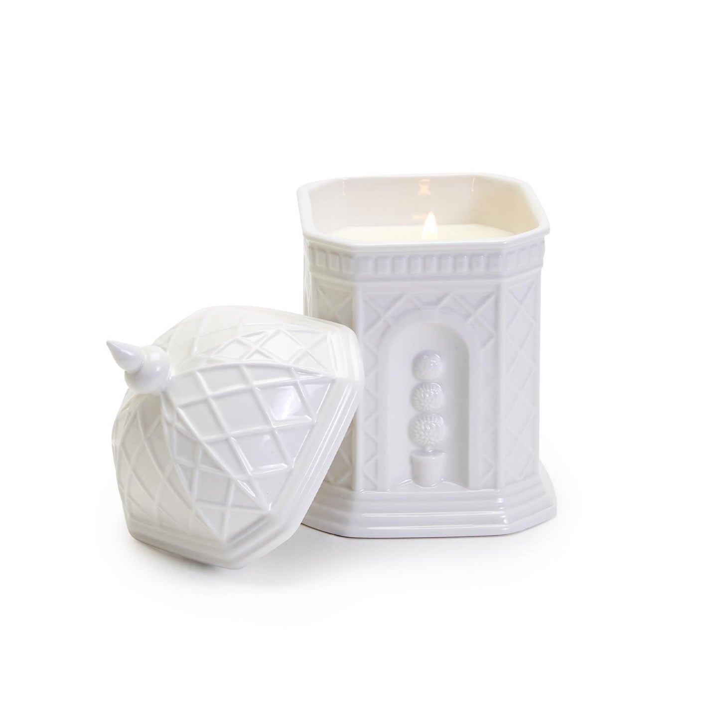 Gazebo Sweet Peony Scent Lidded Candle - Fine Bone Porcelain