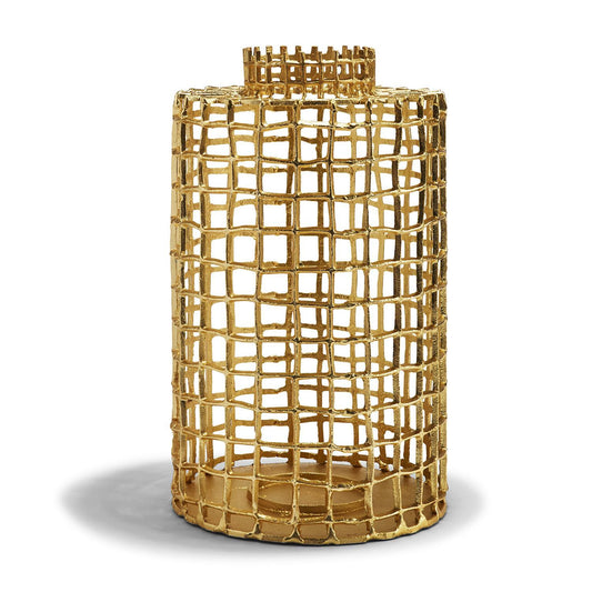 Golden Basket Cylinder Lantern - Recycled Aluminum