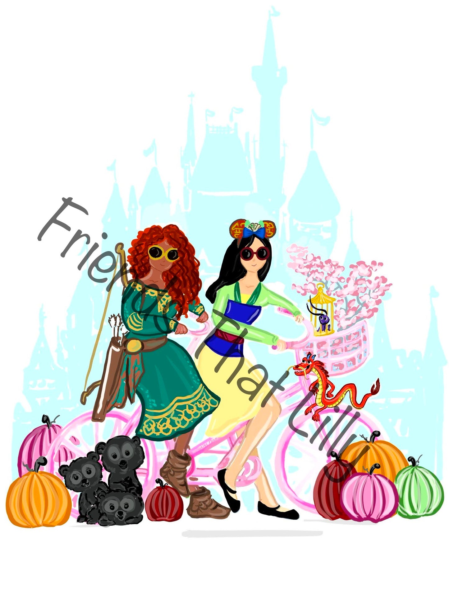 SALE! FTL Warrior Princesses w/ Pumpkins Illustration Shirt