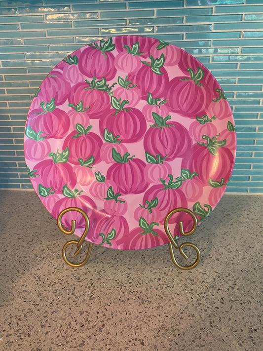 Palm Beach Style Pink Pumpkins Illustrated Plate