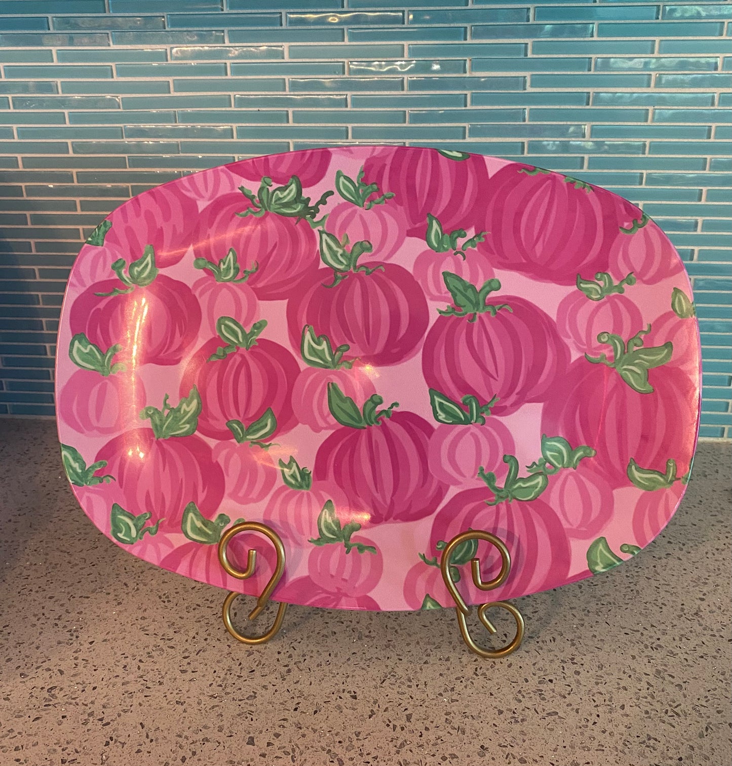 Copy of Palm Beach Style Pink Pumpkins Illustrated Platter